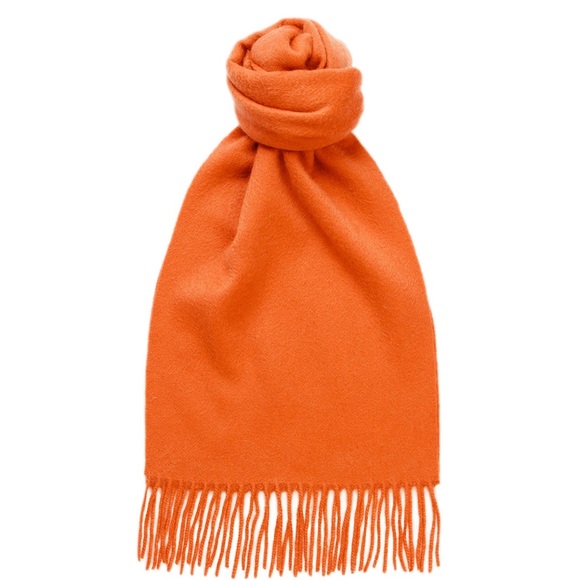 Men’s Pure 100% Scottish Cashmere Scarf Hermes Orange Muffler NEW - Picture 4 of 4